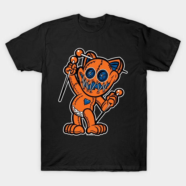 Happy VooDoo Kitty Cat Doll Orange and Reflex Blue T-Shirt by eShirtLabs